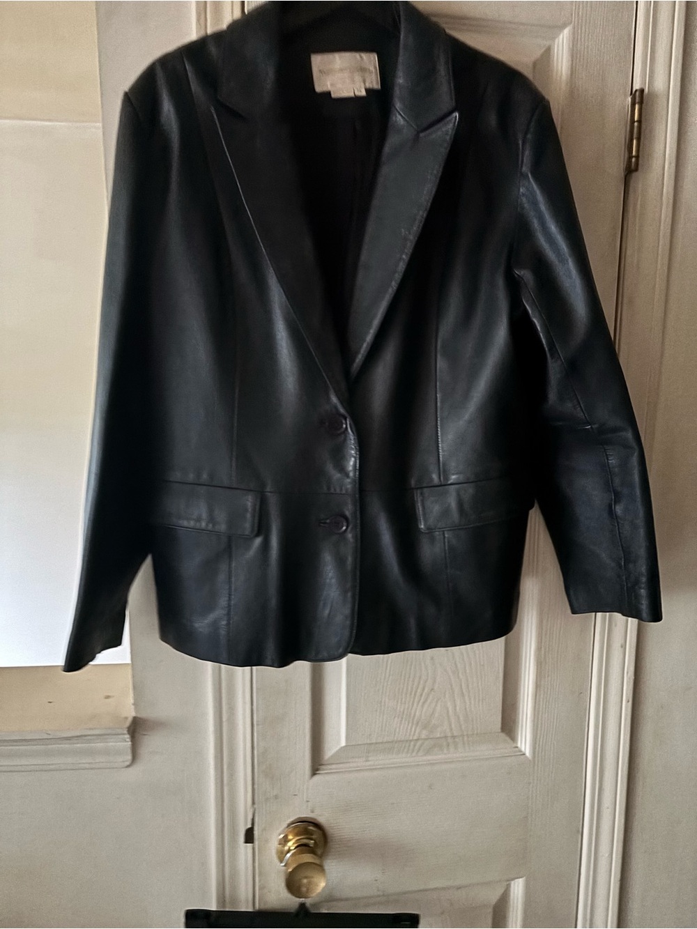 Classic Black Leather Blazer Jacket